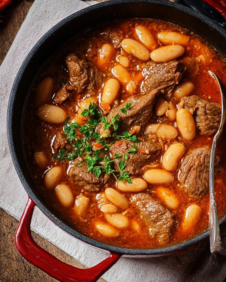 Loubia Traditionnelle: Haricots Blancs et Bœuf Mijoté aux Épices