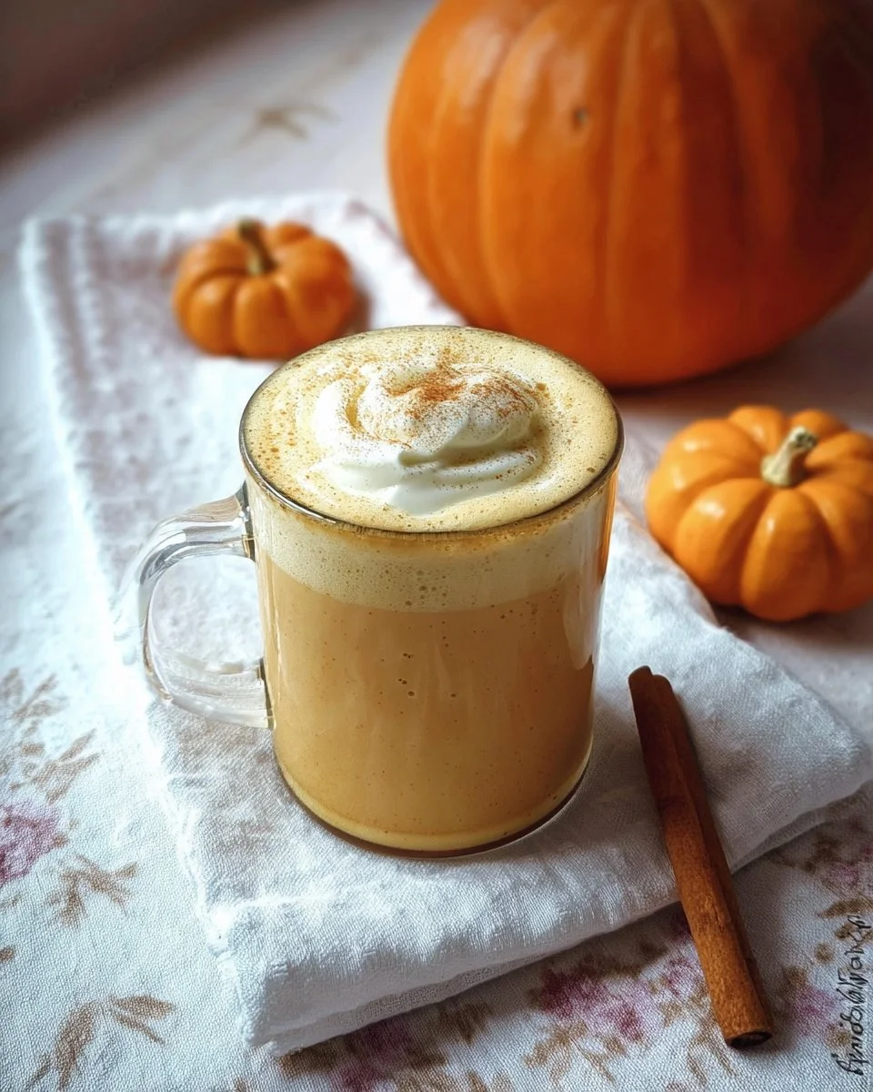 Boisson chaude au potiron et chocolat blanc dans une tasse gourmande