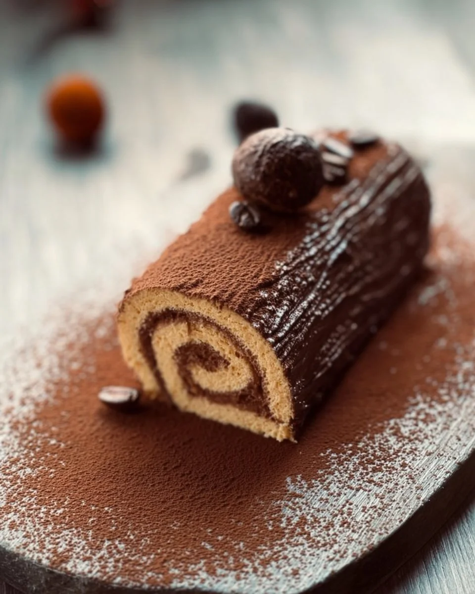 Bûche au café d’Eric Kayser, un dessert festif et crémeux au café.