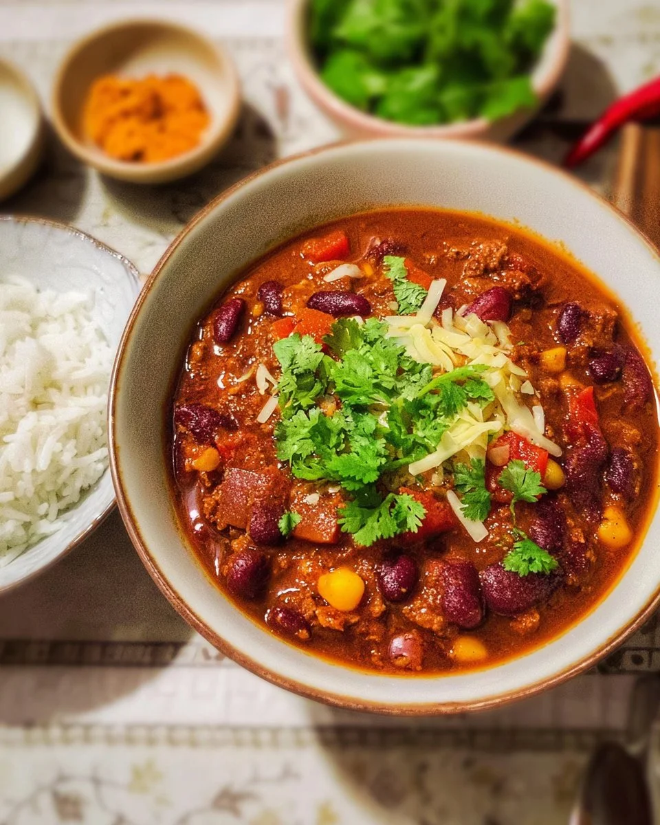 Recette de chili sans viande, plat végétarien savoureux et réconfortant.