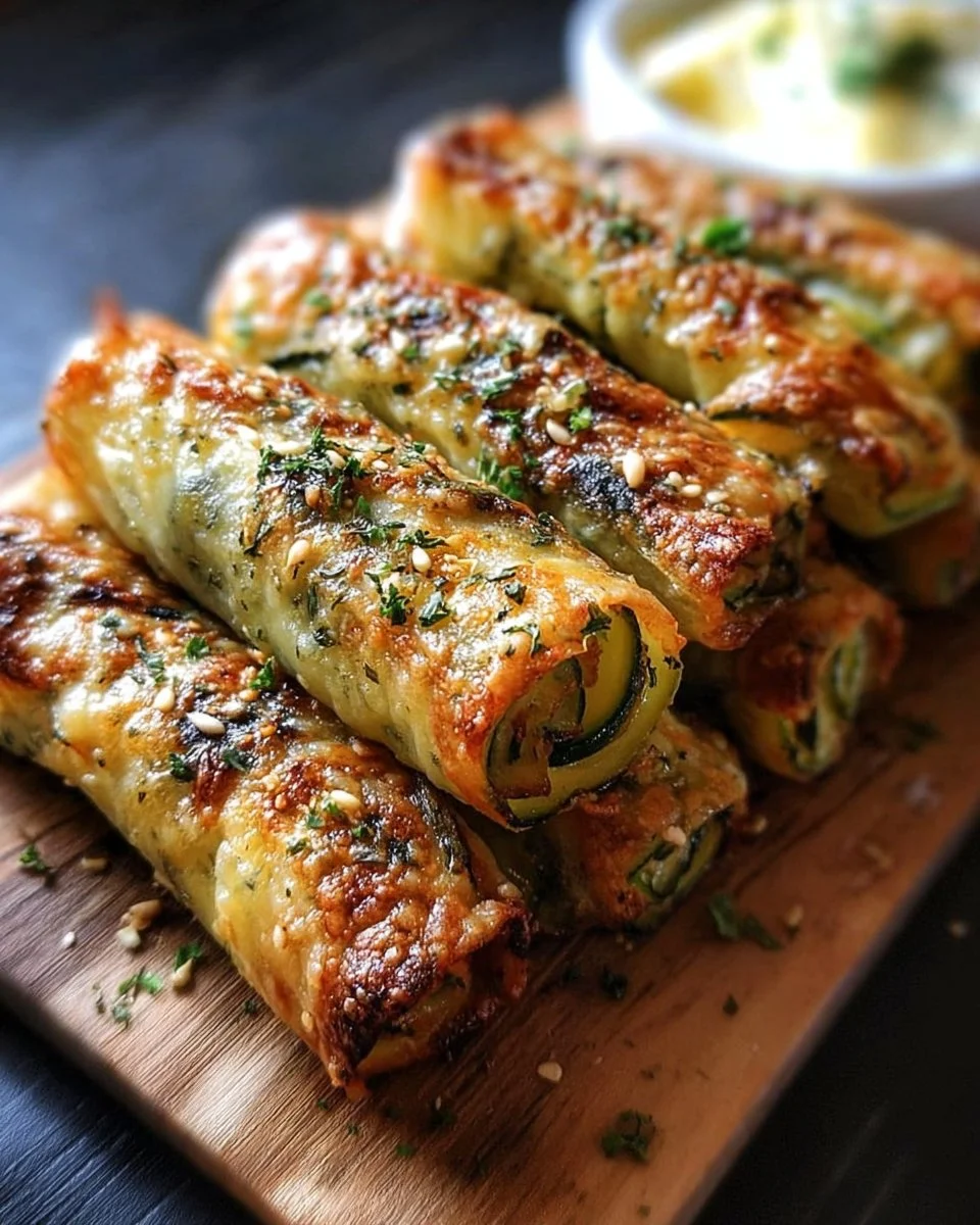Délicieux cigares de courgette préparés avec des ingrédients frais et sains