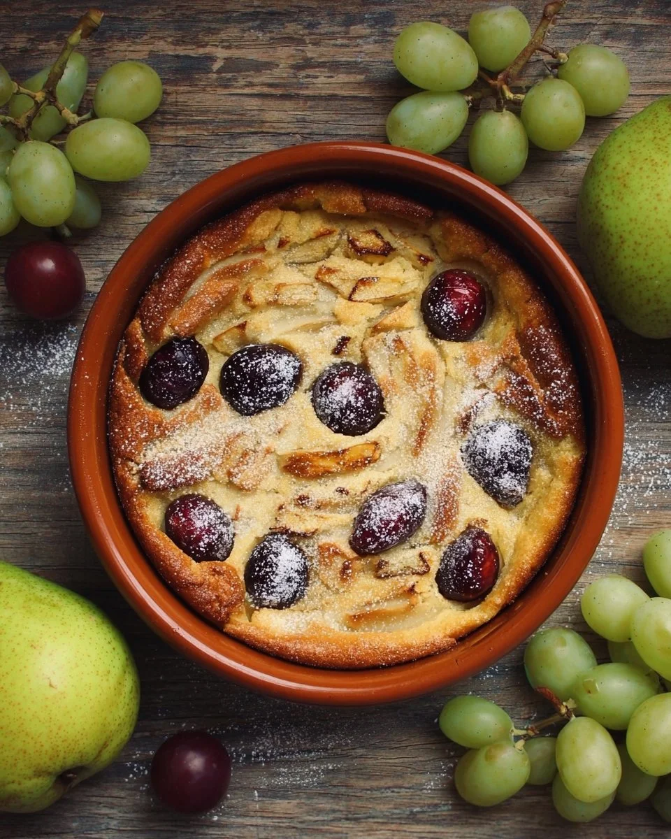 Clafoutis aux pommes et raisins, un dessert moelleux et savoureux