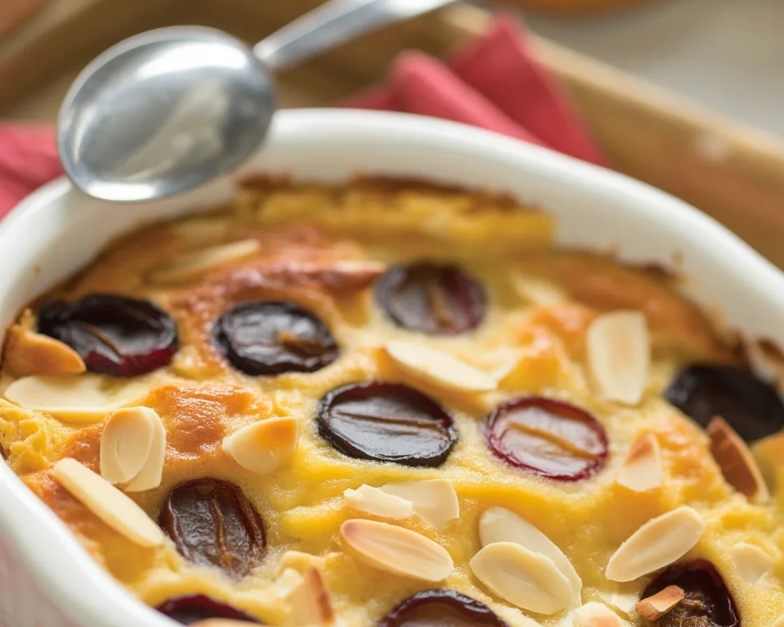 Clafoutis de raisin frais cuit au four, un dessert traditionnel français.
