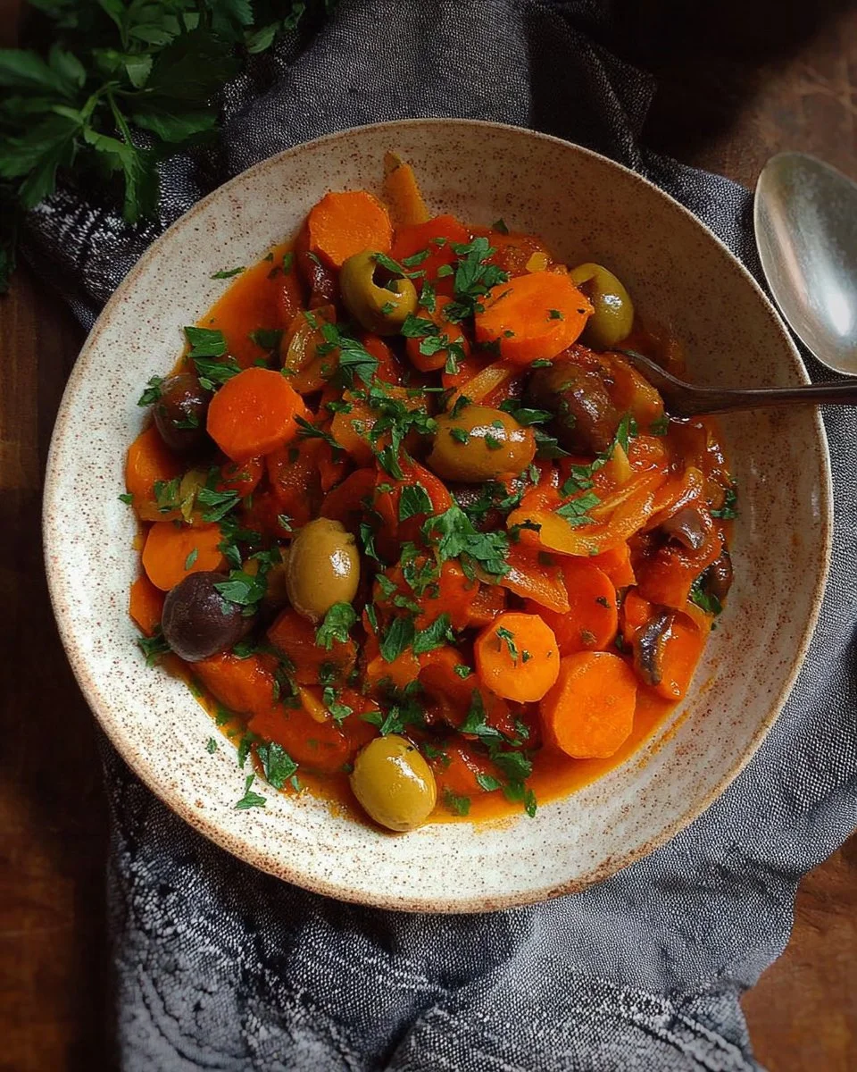 Recette de cocotte de carottes aux olives, plat savoureux et coloré