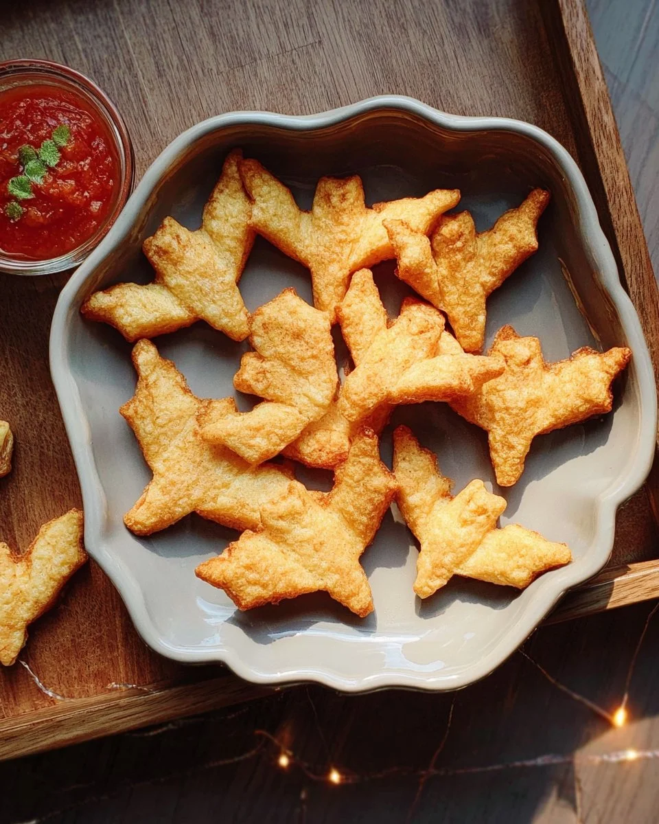 Crackers au fromage en forme de chauve-souris pour Halloween