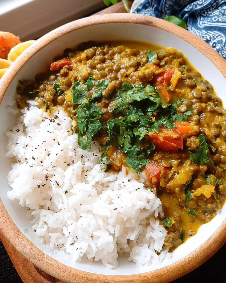 Curry de lentilles vertes au lait de coco, plat savoureux et épicé