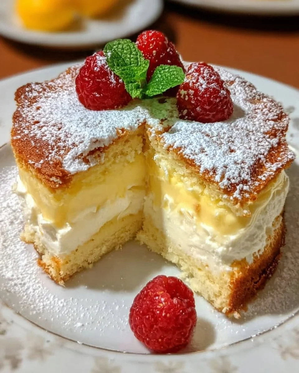 Gâteau aux 3 yaourts et 2 œufs prêt à être servi.