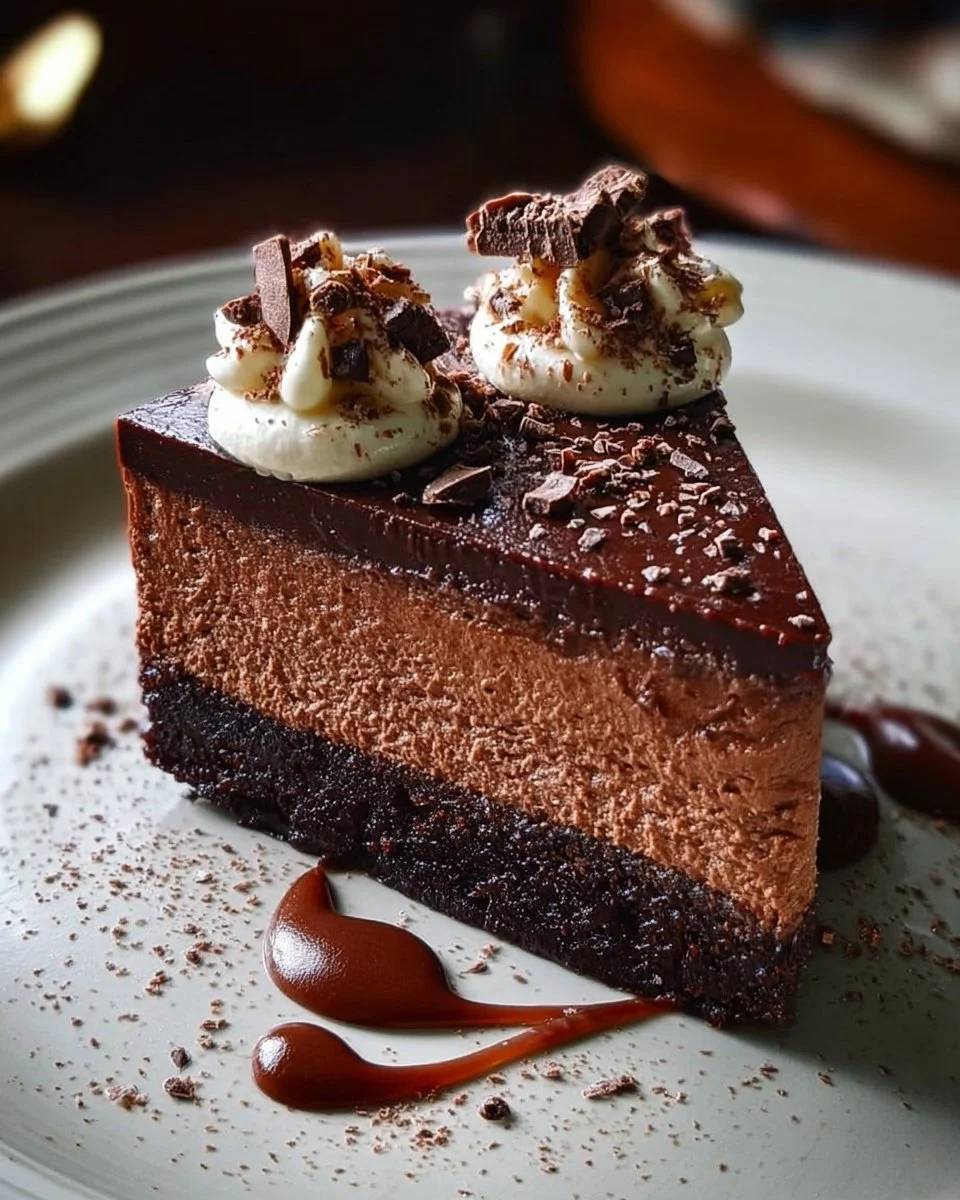 Gâteau aux Trois Mousses au Chocolat délicieux et élégant
