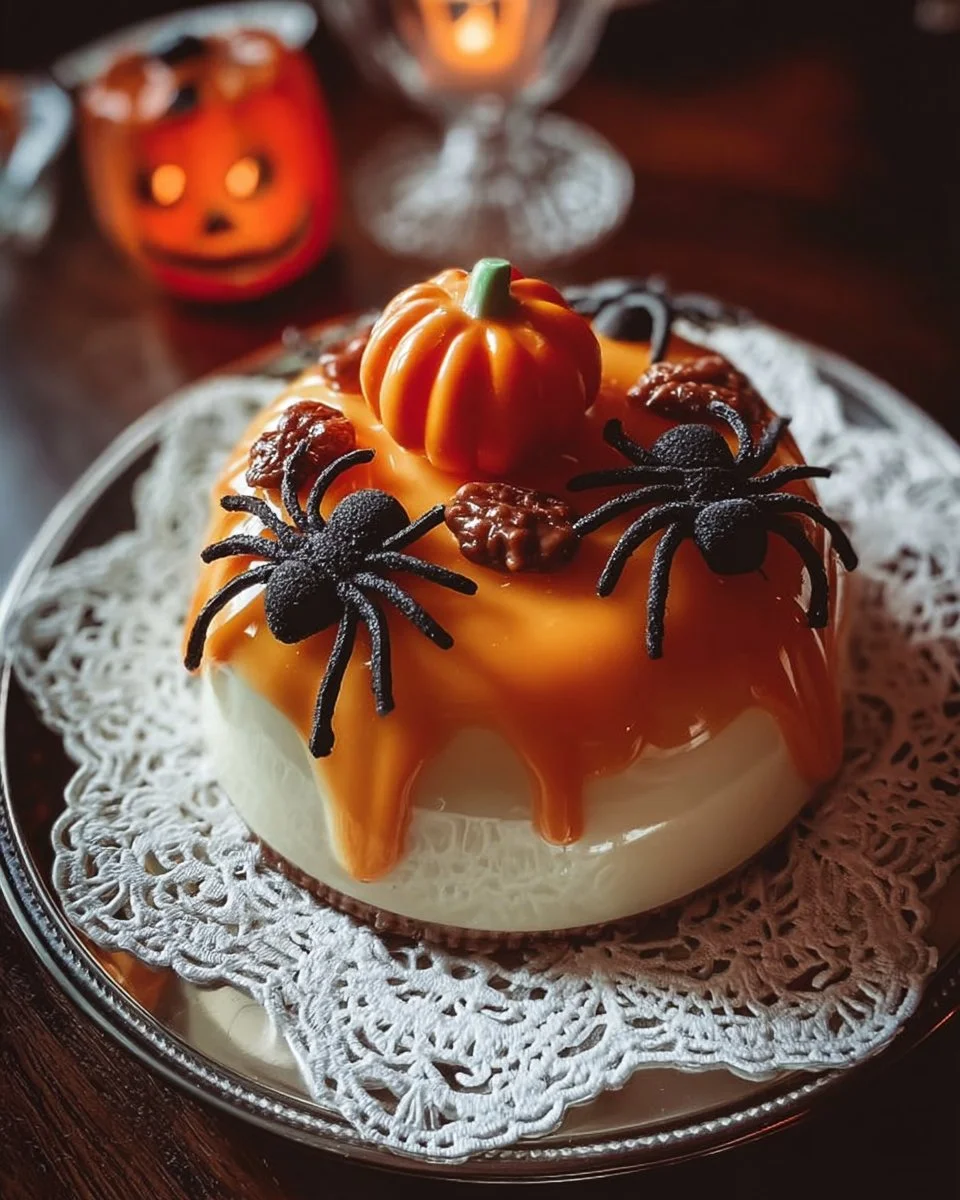 Gâteau d'Halloween décoré avec des thèmes citrouille et fantôme