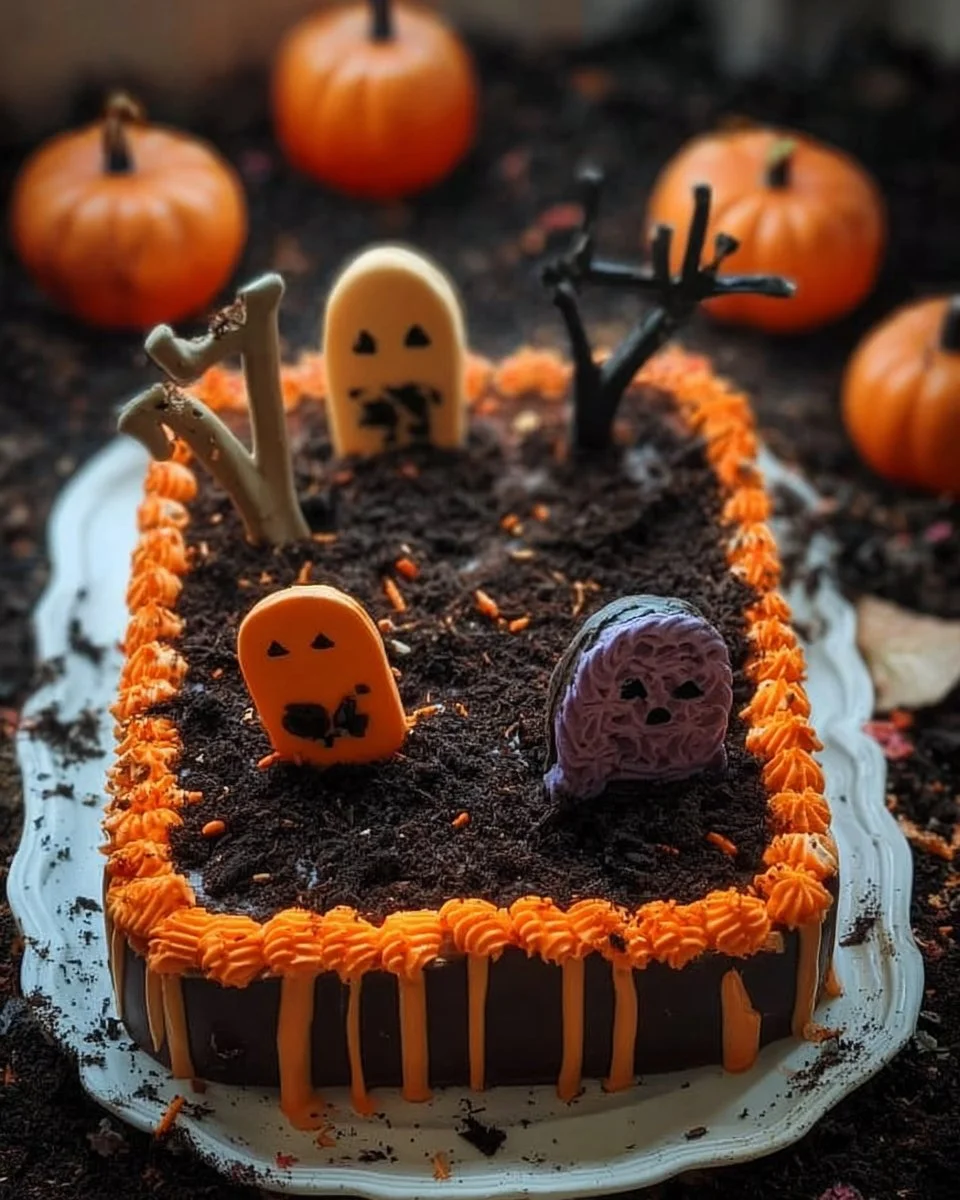 Gâteau d'Halloween facile décoré pour une fête spooky
