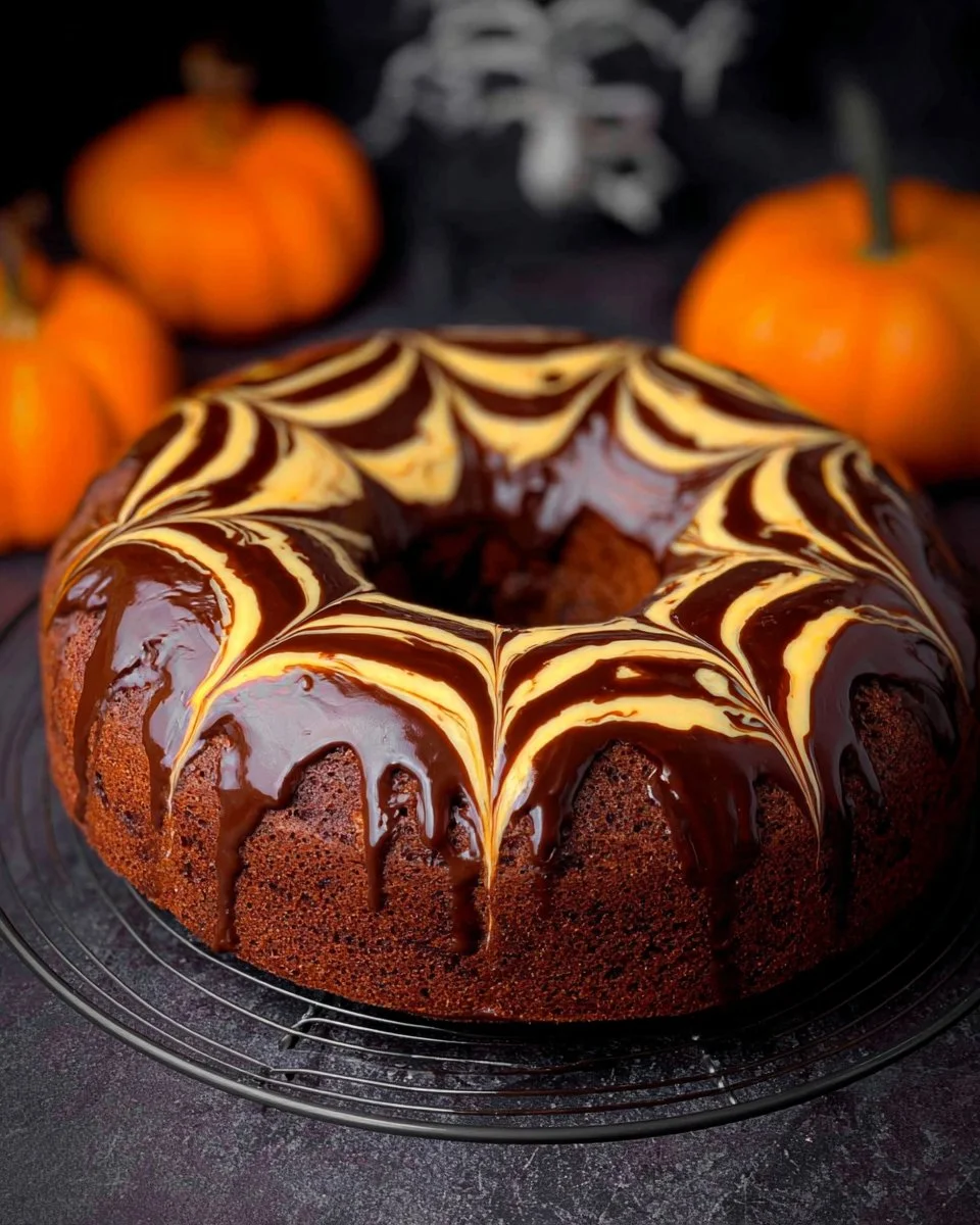 Gâteau marbré d'Halloween chocolat-orange, un délice automnal