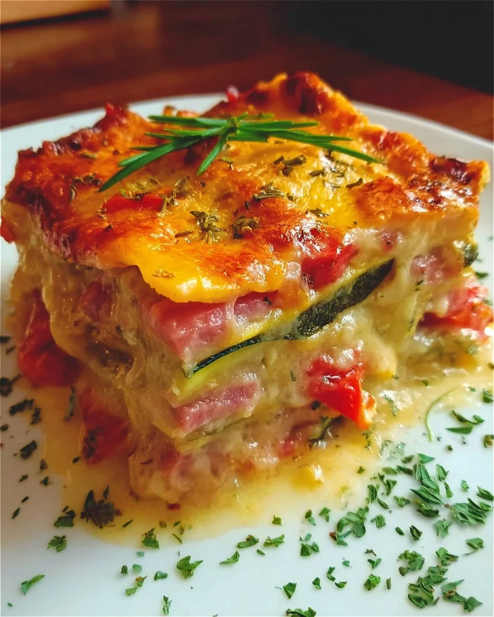 Lasagnes de courgettes au jambon et tomates, recette saine et délicieuse