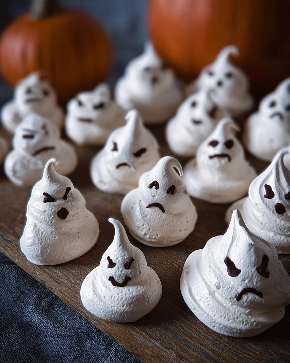 Meringues fantômes d'Halloween délicieusement effrayantes