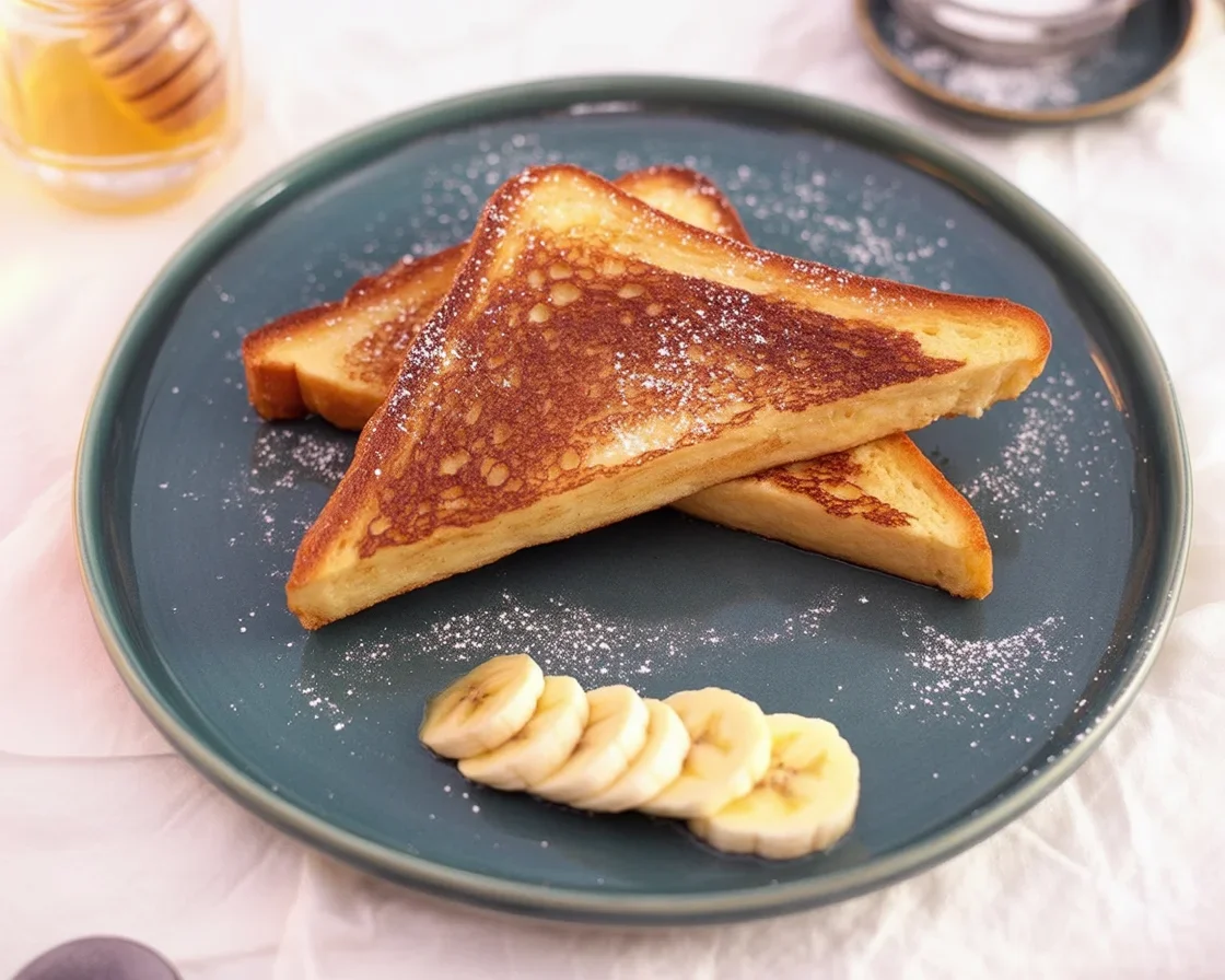Recette facile de pain perdu avec œufs, lait et sucre, cuisinée à la poêle.