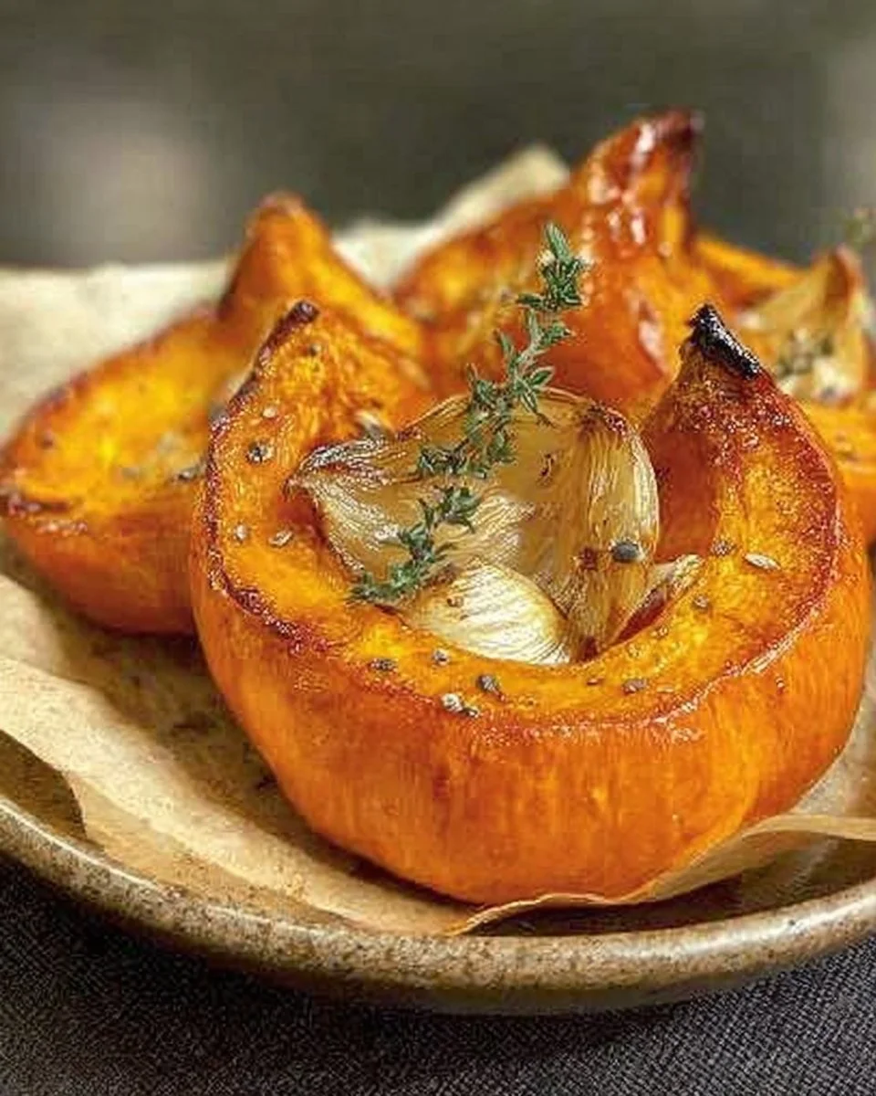 Potimarron rôti au four, recette délicieuse et colorée, prêt à savourer.