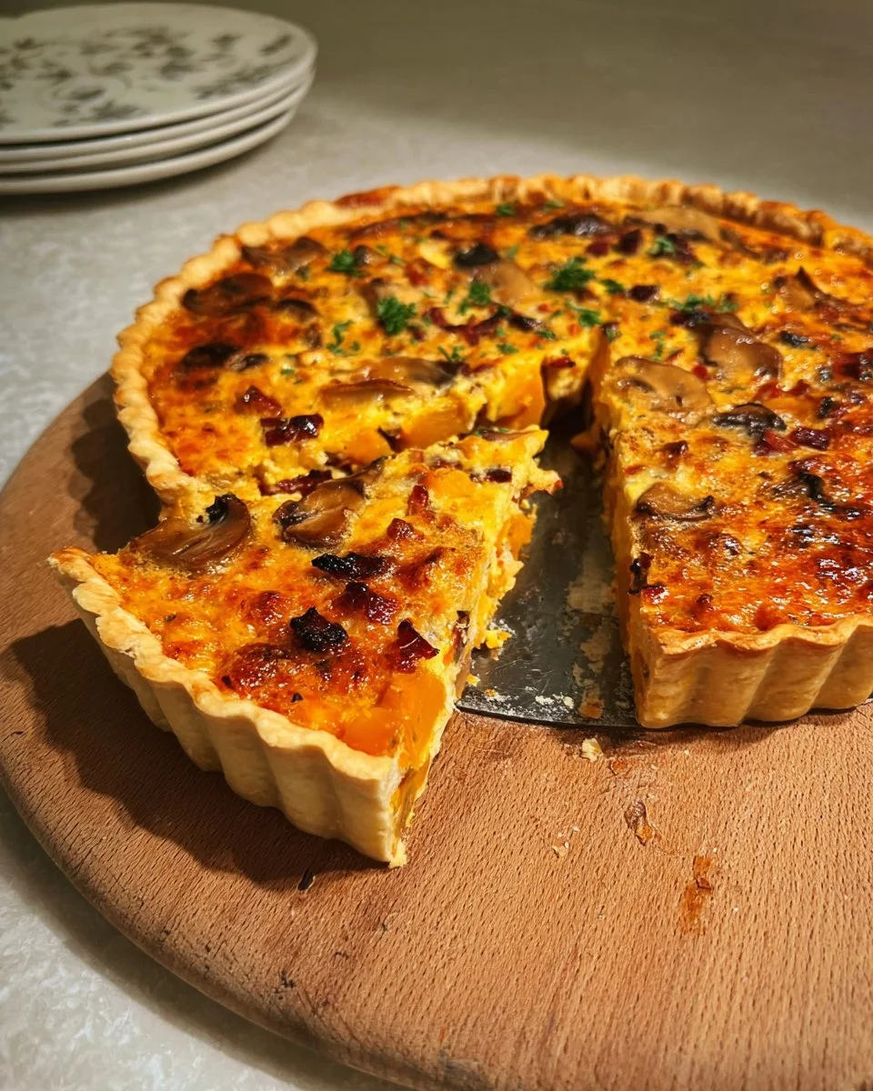 Quiche réconfortante savoureuse et appétissante dans une assiette