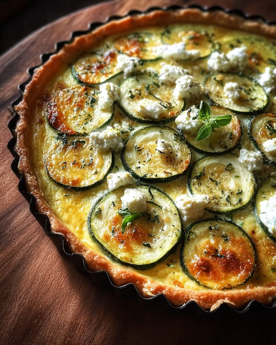 Tarte Courgette Feta dorée avec courgettes et fromage feta