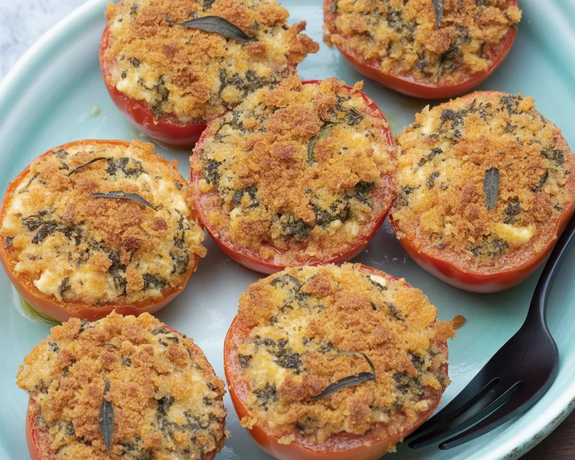 Tomates provençales farcies d'ail, de persil et de chapelure, cuites au four pour un plat savoureux