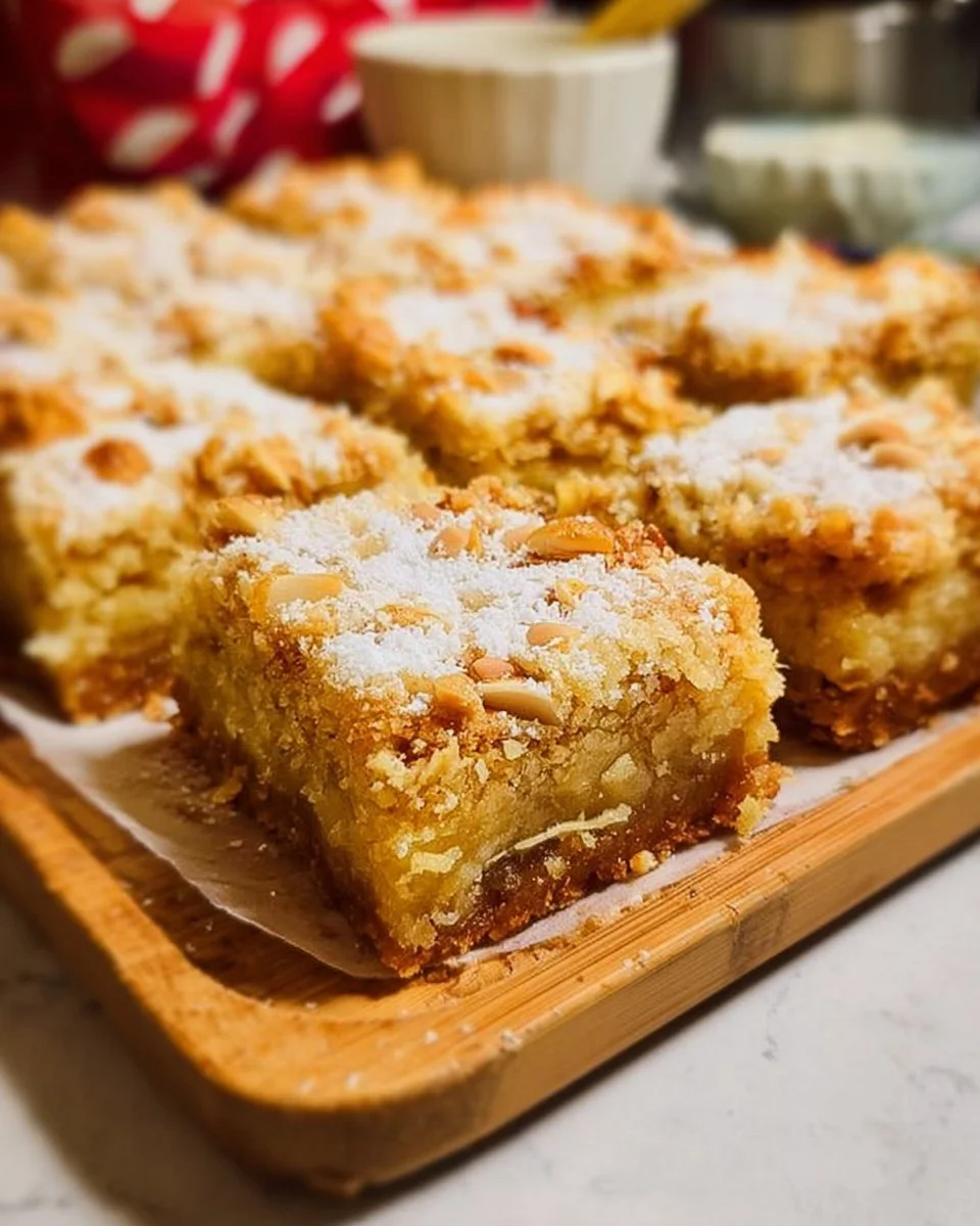 Carrés d'amande crumble ultra moelleux et savoureux sur une assiette