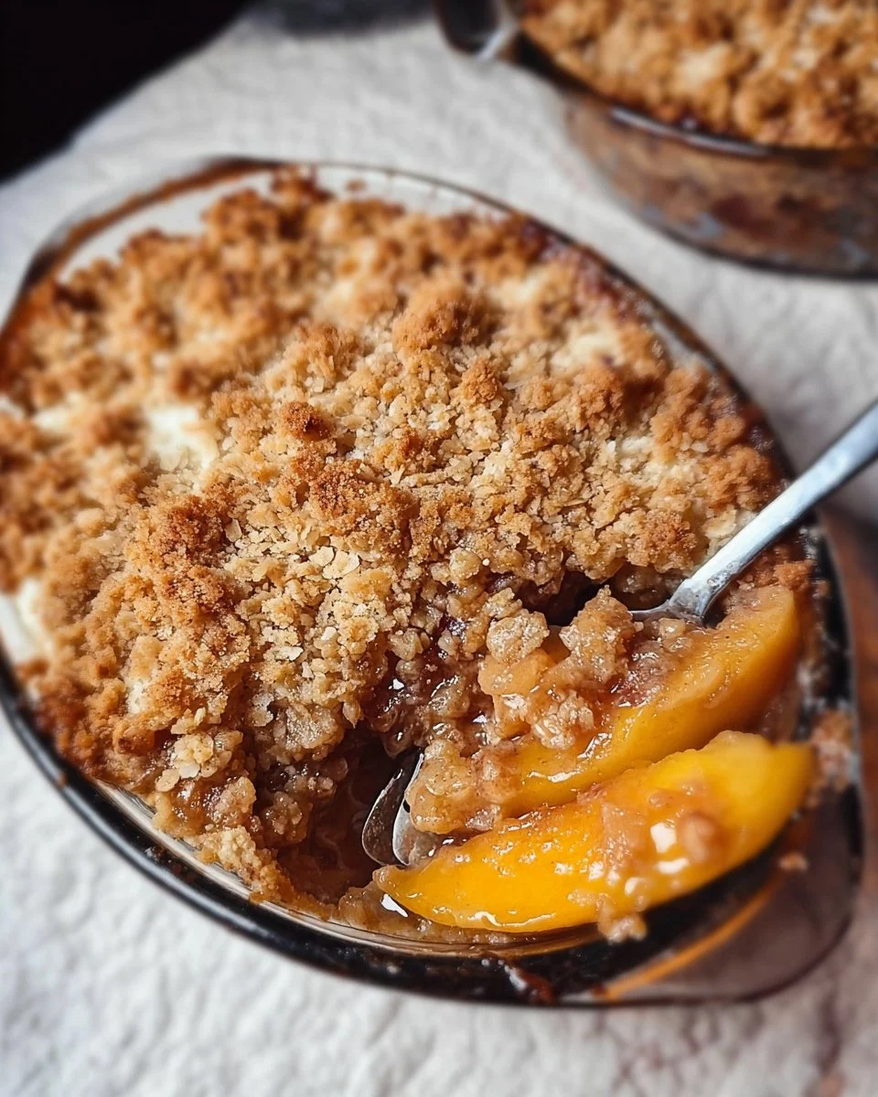 Crumble aux Pêches Vegan et Sans Gluten, un dessert savoureux et sain