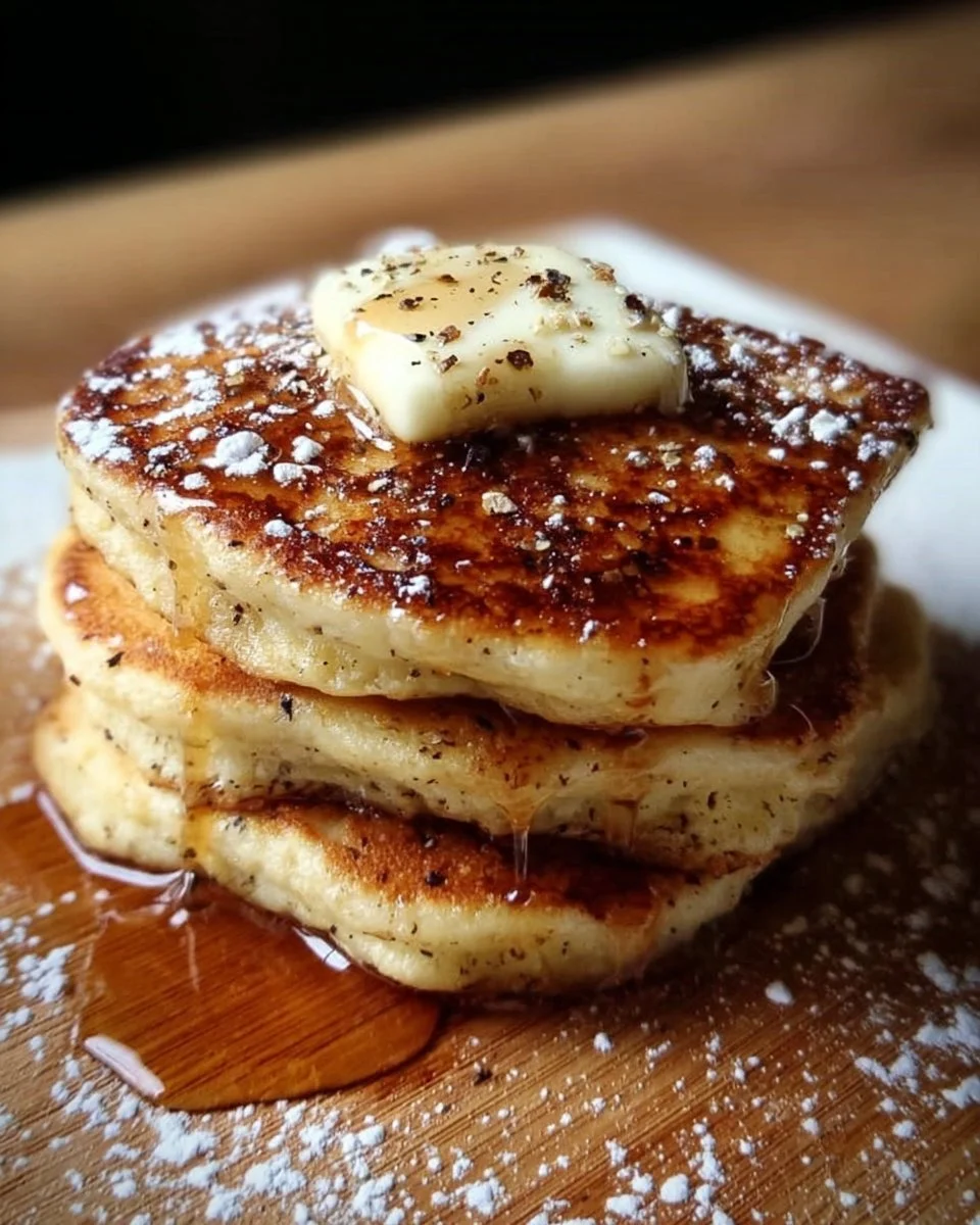 Pancakes sans gluten servies avec des fruits frais et du sirop d'érable.