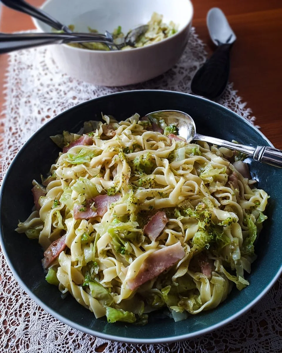 Pâtes avec chou vert et bacon - recette Amandine Cooking