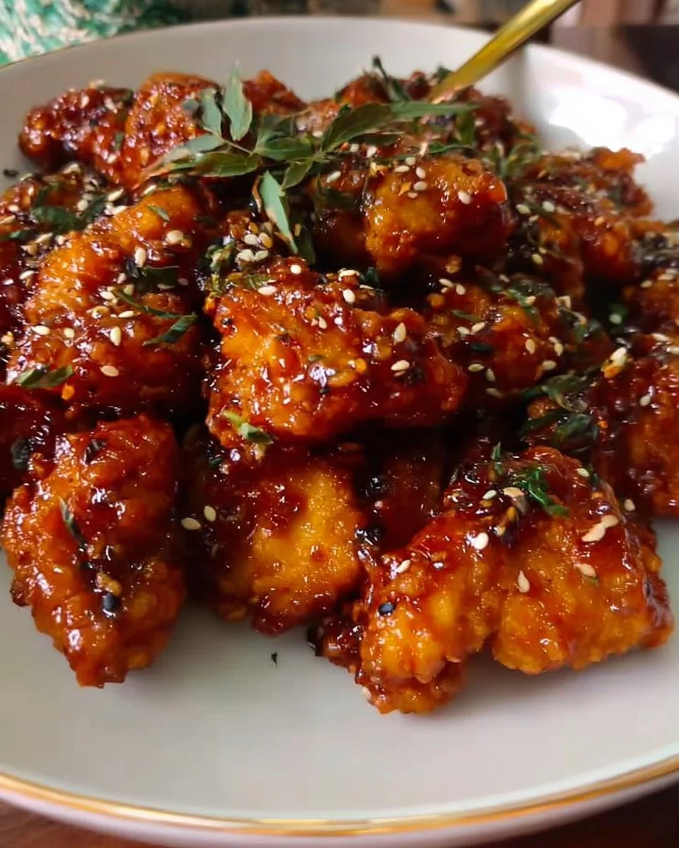 Poulet frit coréen croustillant servi avec des sauces délicieuses