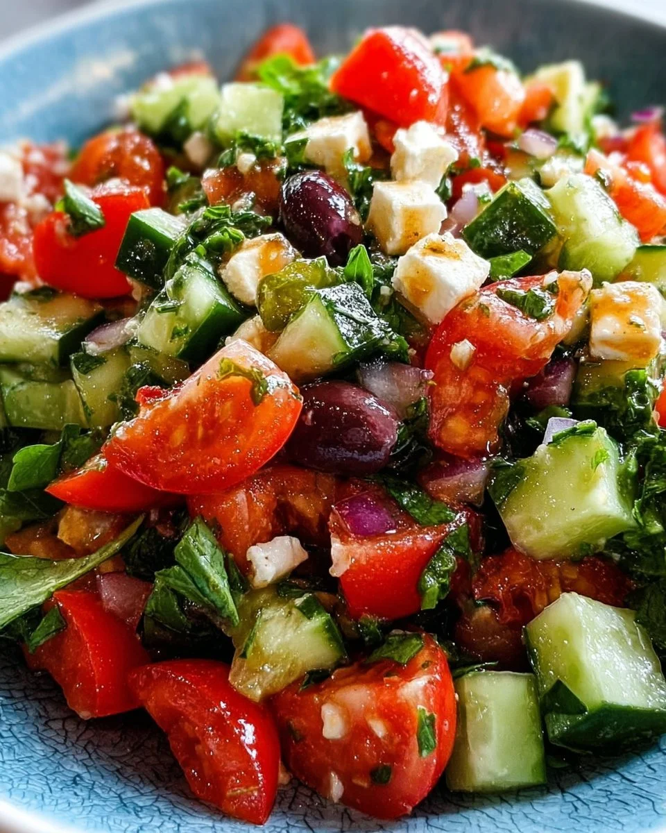 Salade Méditerranéenne Classique avec légumes frais et vinaigrette