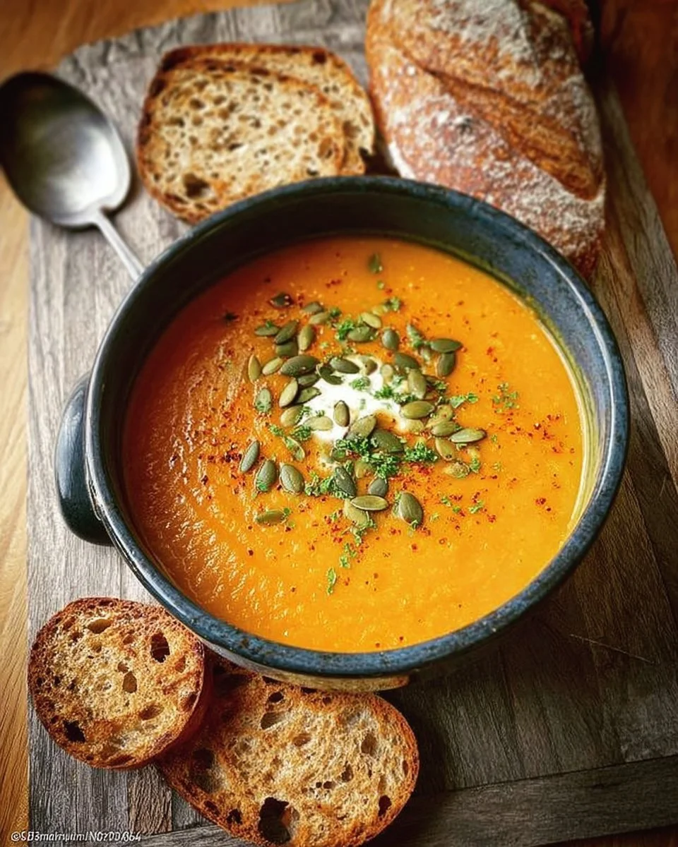 Bol de soupe de légumes rôtis avec des herbes fraîches