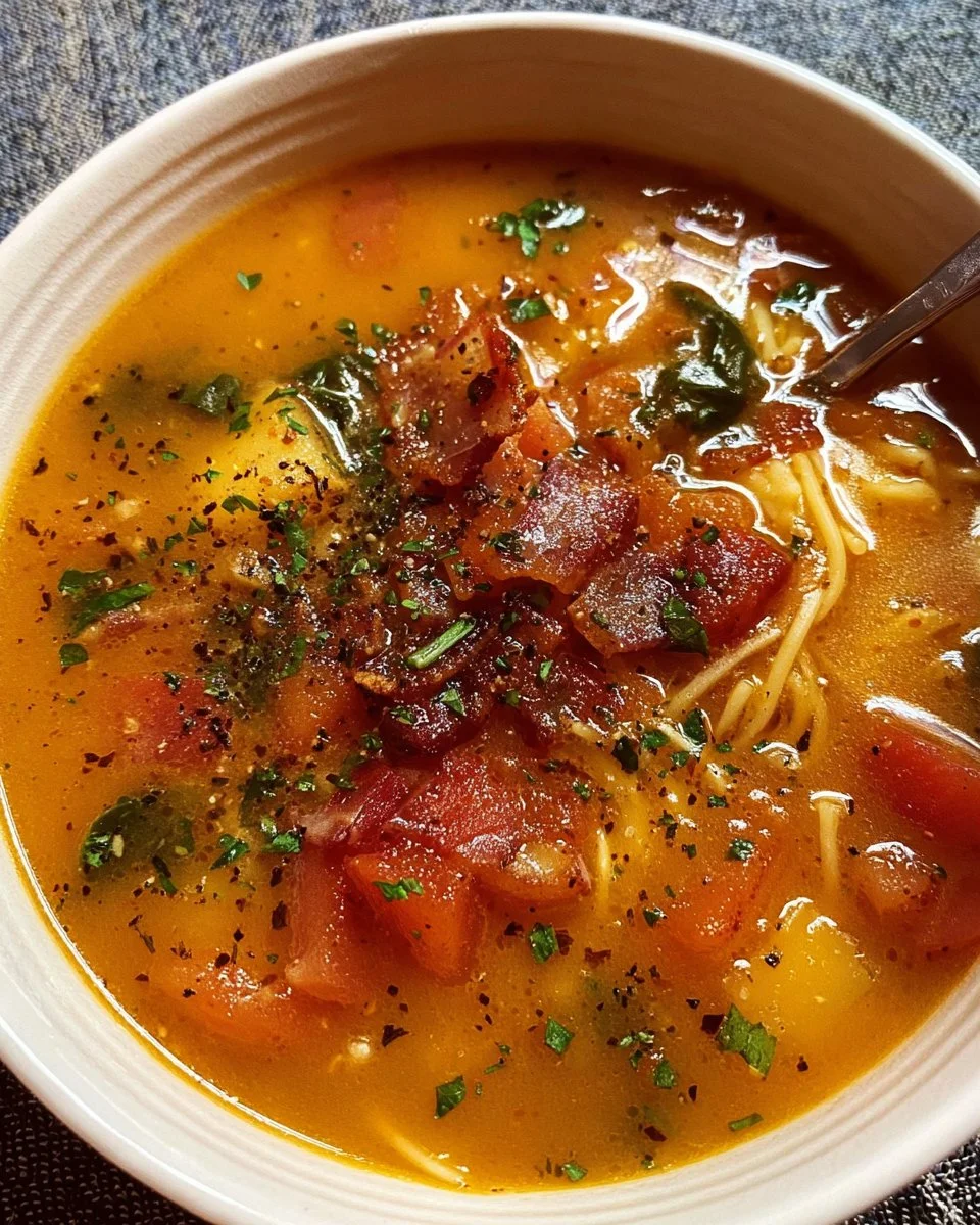 Bol de soupe réconfortante servie avec du pain frais