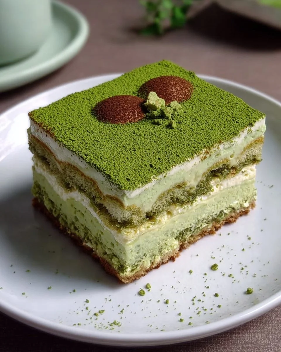 Tiramisu au matcha sans œufs, un dessert crémeux et savoureux