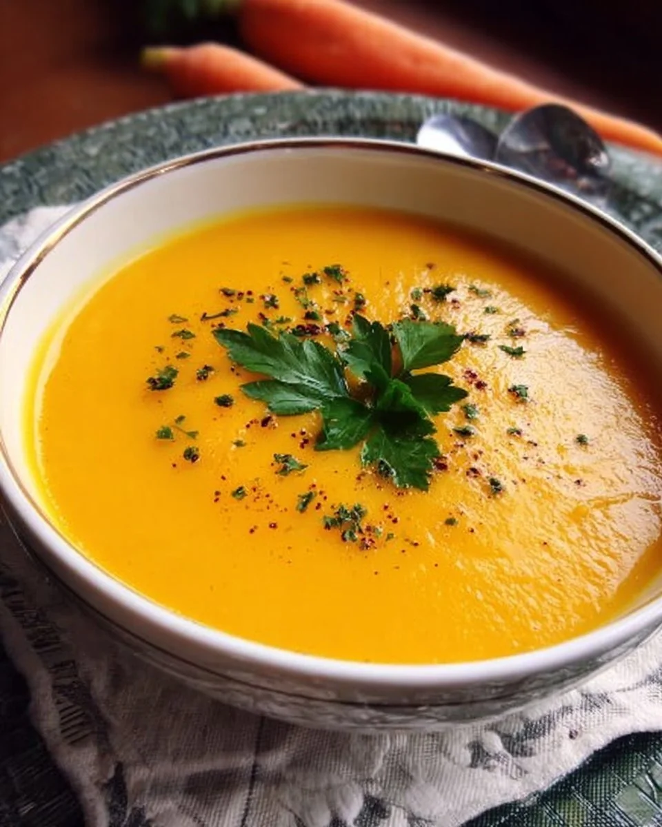 Velouté de Carottes et Pommes de Terre crémeux dans un bol.
