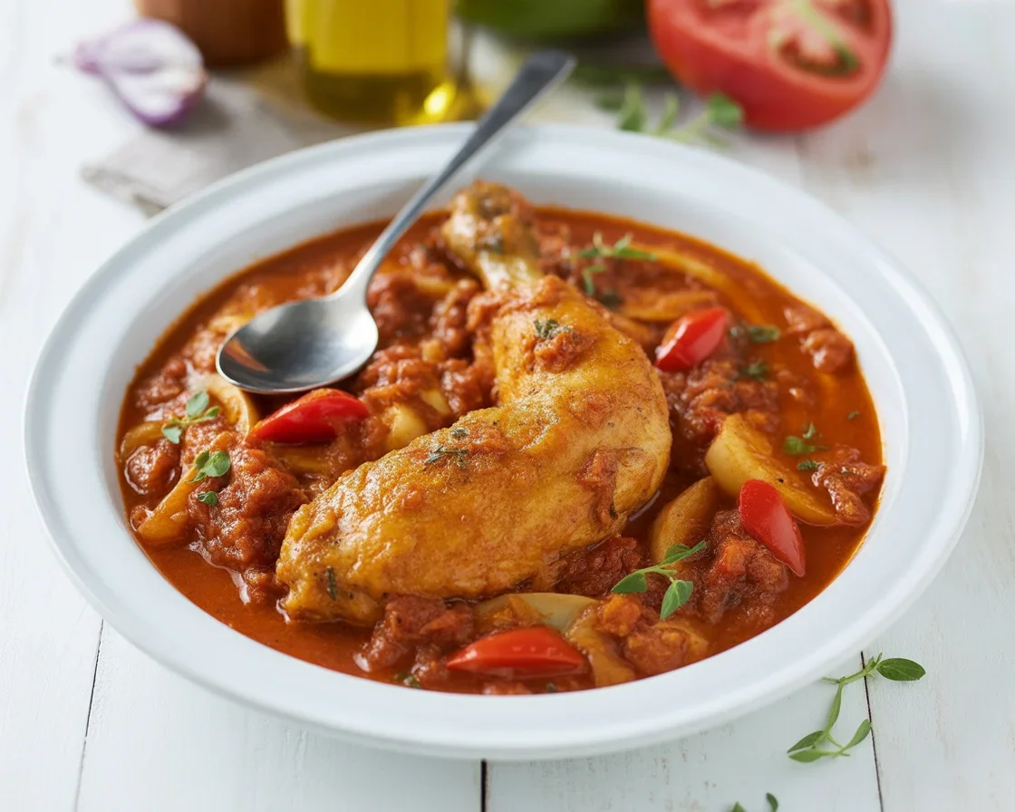 Recette poulet basquaise avec poivrons, tomates et épices typiques du Pays Basque