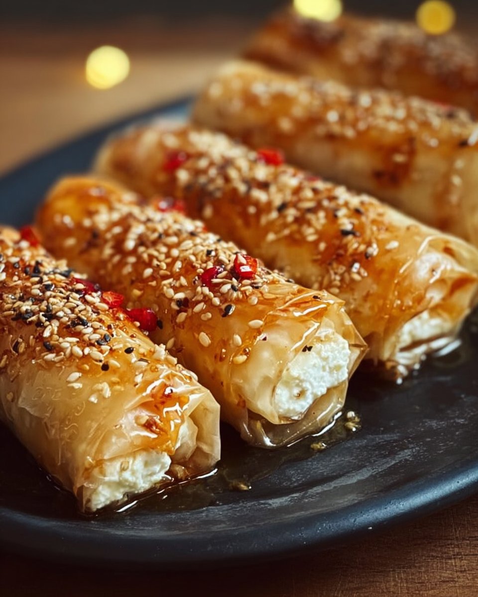 Roulés de Feta Croustillants au Miel Épicé