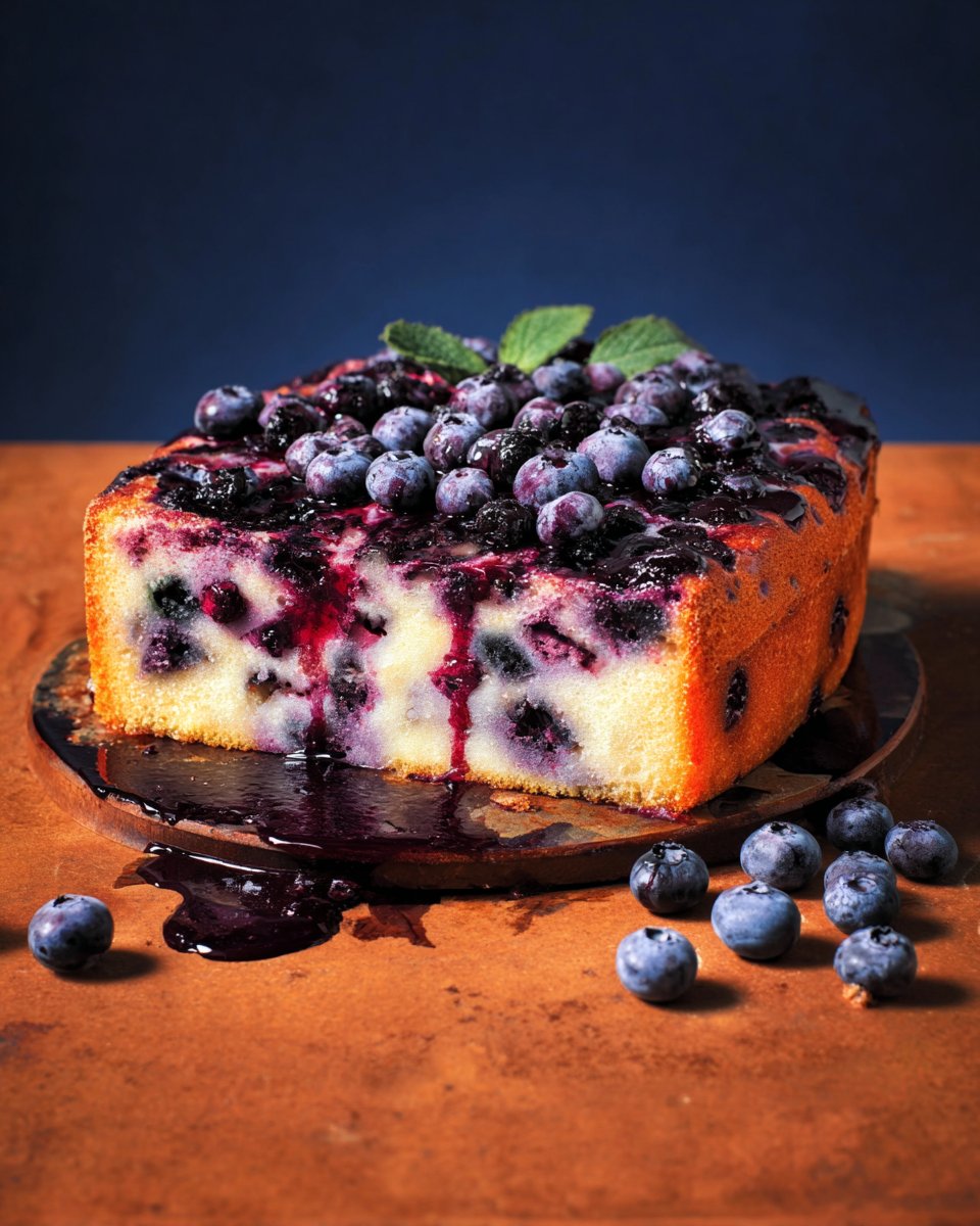 Gâteau aux bleuets et à la crème de cassis (poke cake) | RICARDO