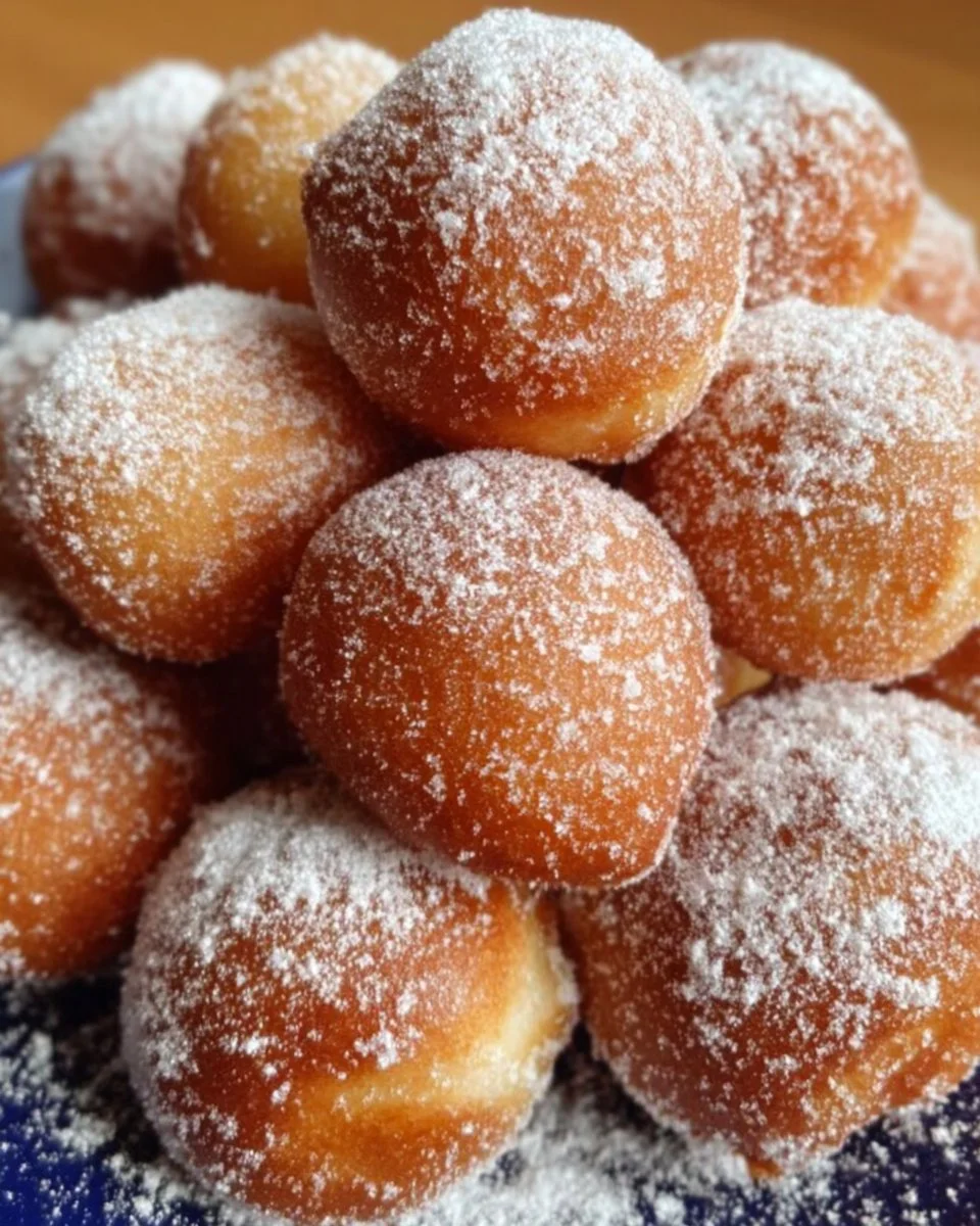 Boules de beignets dorées cuites à l'air fryer, prêtes à déguster