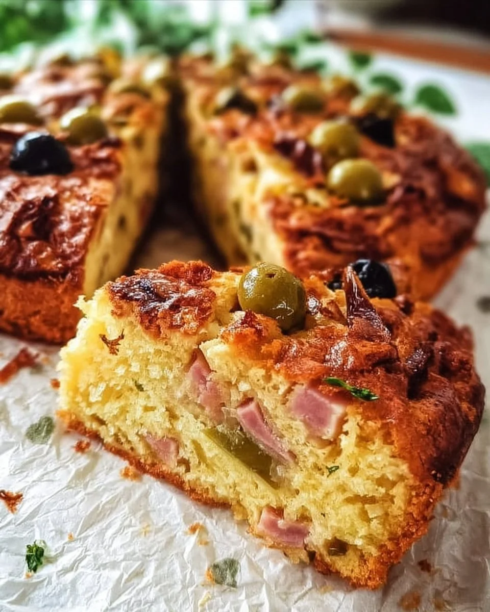 Recette de cake salé au jambon et aux olives, un délice à partager.