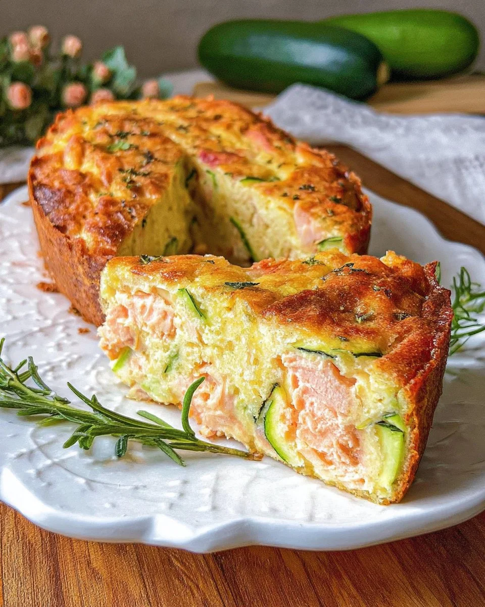 Cake salé au saumon et à la courgette, savoureux et moelleux