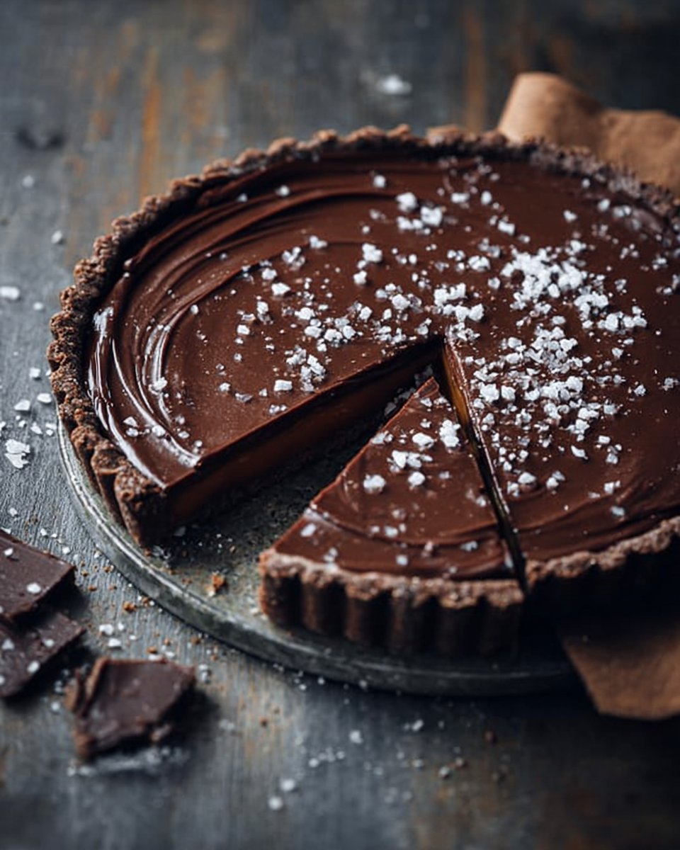 Tarte au chocolat noir et caramel salé