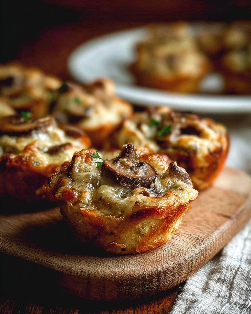 Bouchées aux champignons gratinés croustillants