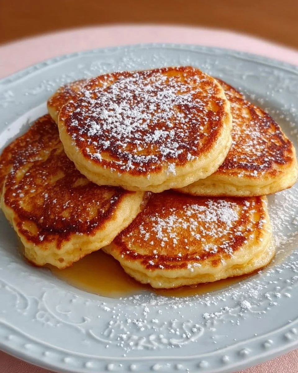 Pancakes au yaourt moelleux et dorés sur une assiette