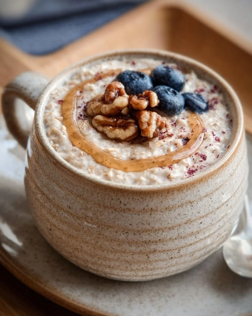 Porridge roulé à la cannelle avec flocons d'avoine de nuit