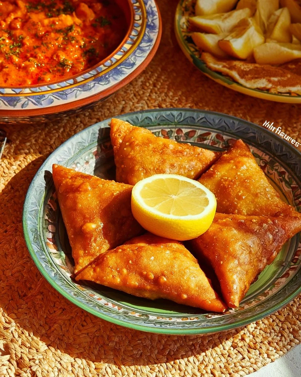 Briouates à la viande hachée, savoureux petits triangles feuilletés.
