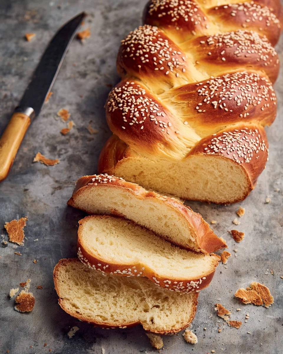 Pain brioché Challah doré et moelleux, parfait pour les repas festifs.
