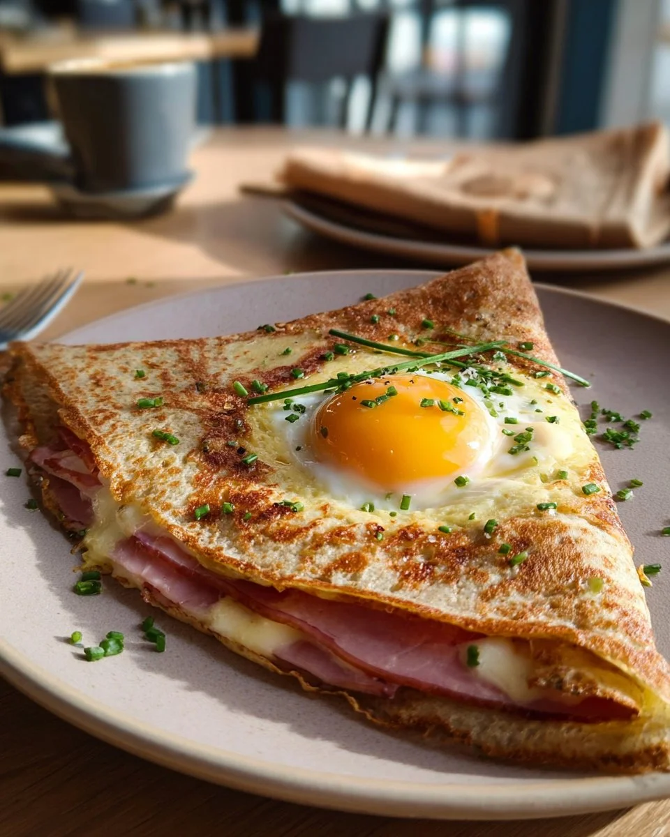 Galette Bretonne Complète garnie de fromage et jambon
