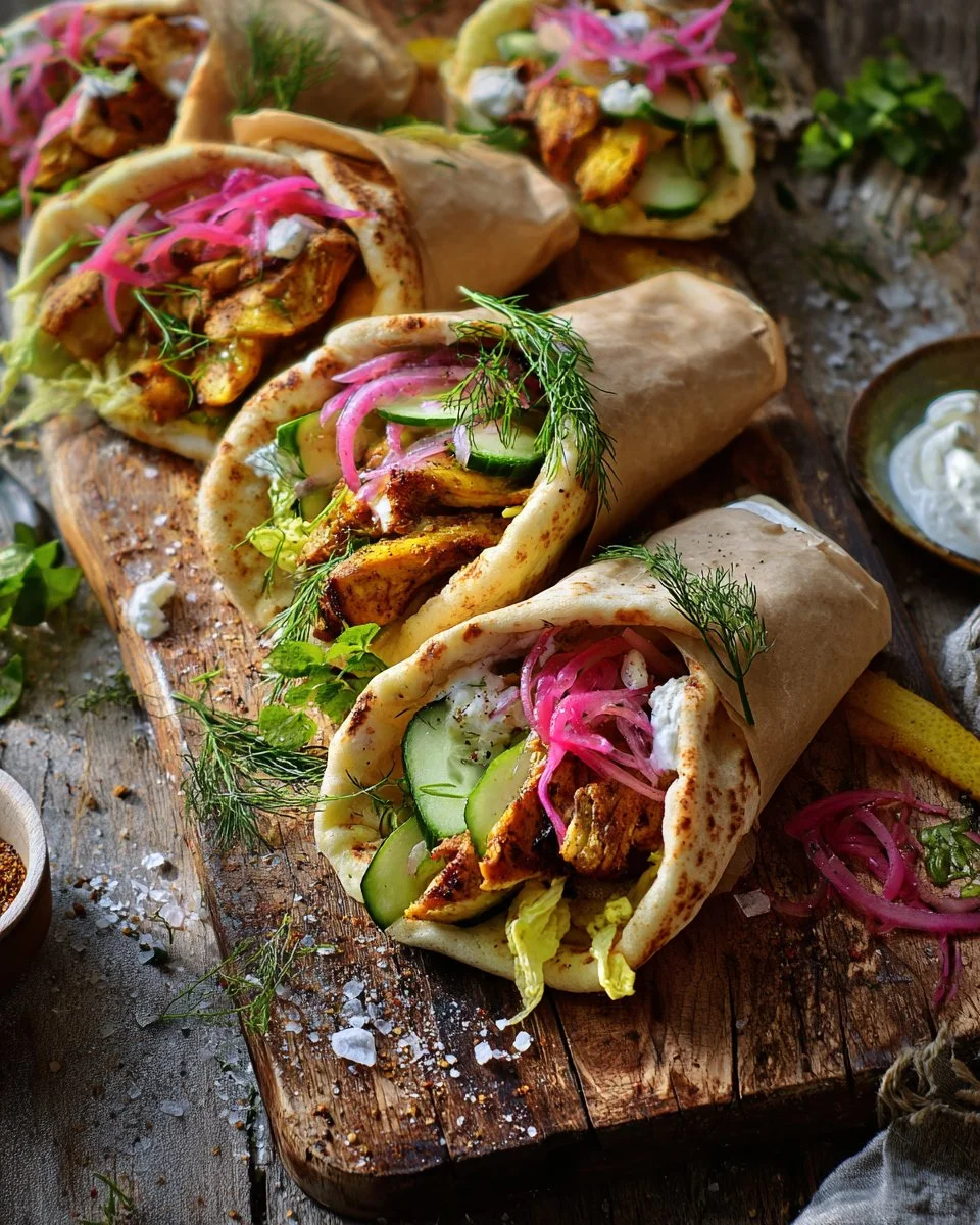 Plat de gyros végaliens savoureux et nutritifs dans une assiette.