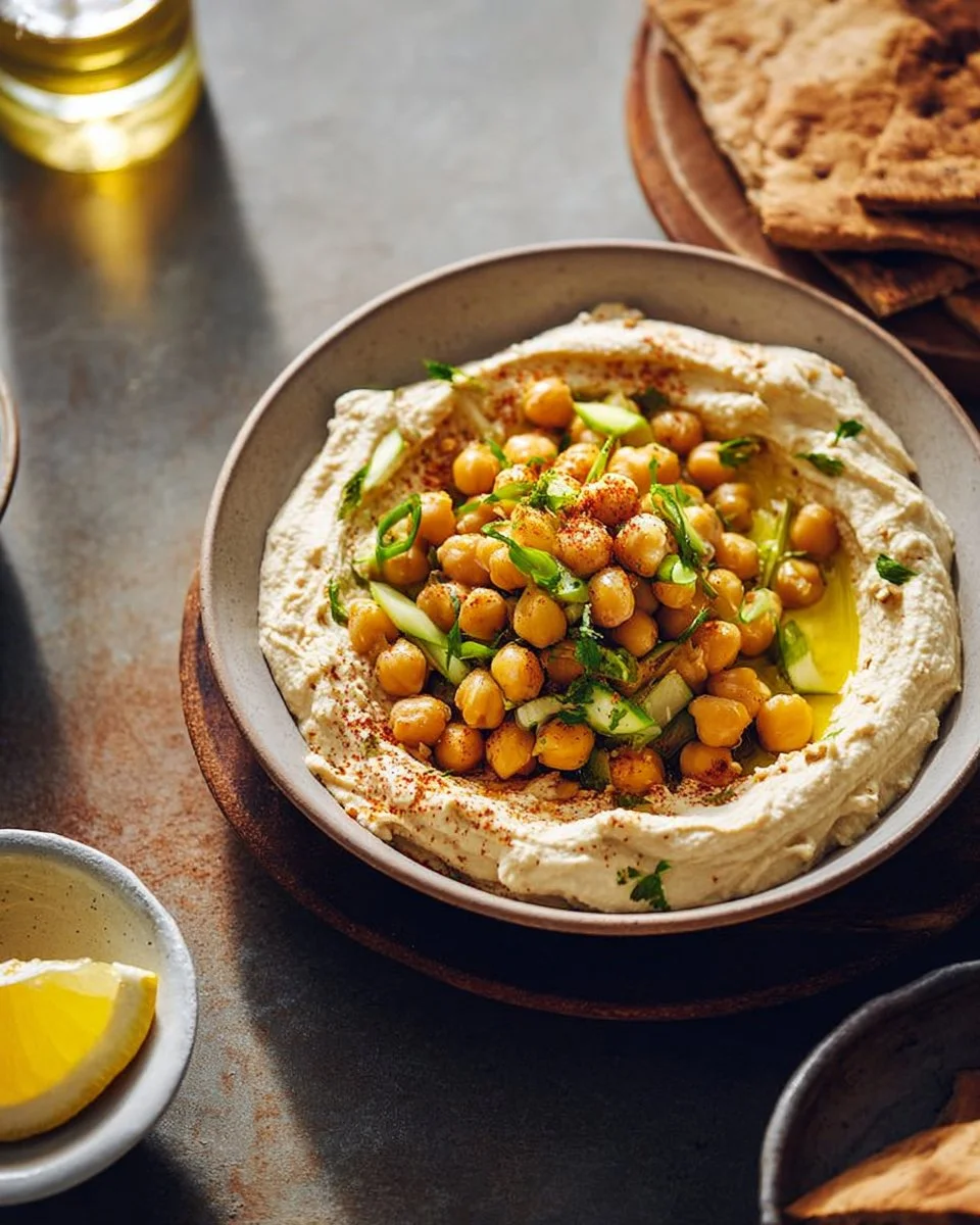 Hummus Garni with Chickpeas and Leek