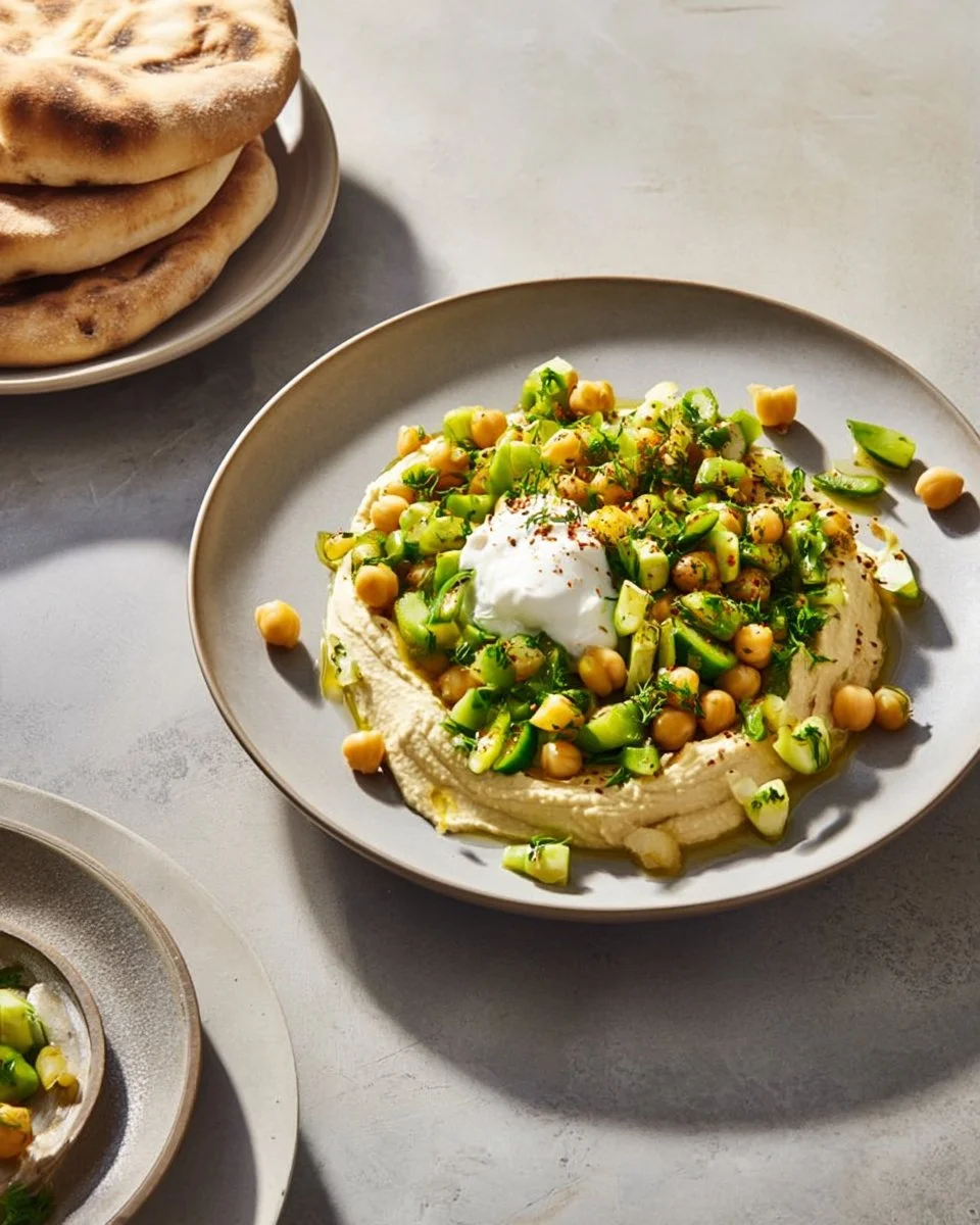 Hummus Garni with Chickpeas and Leek