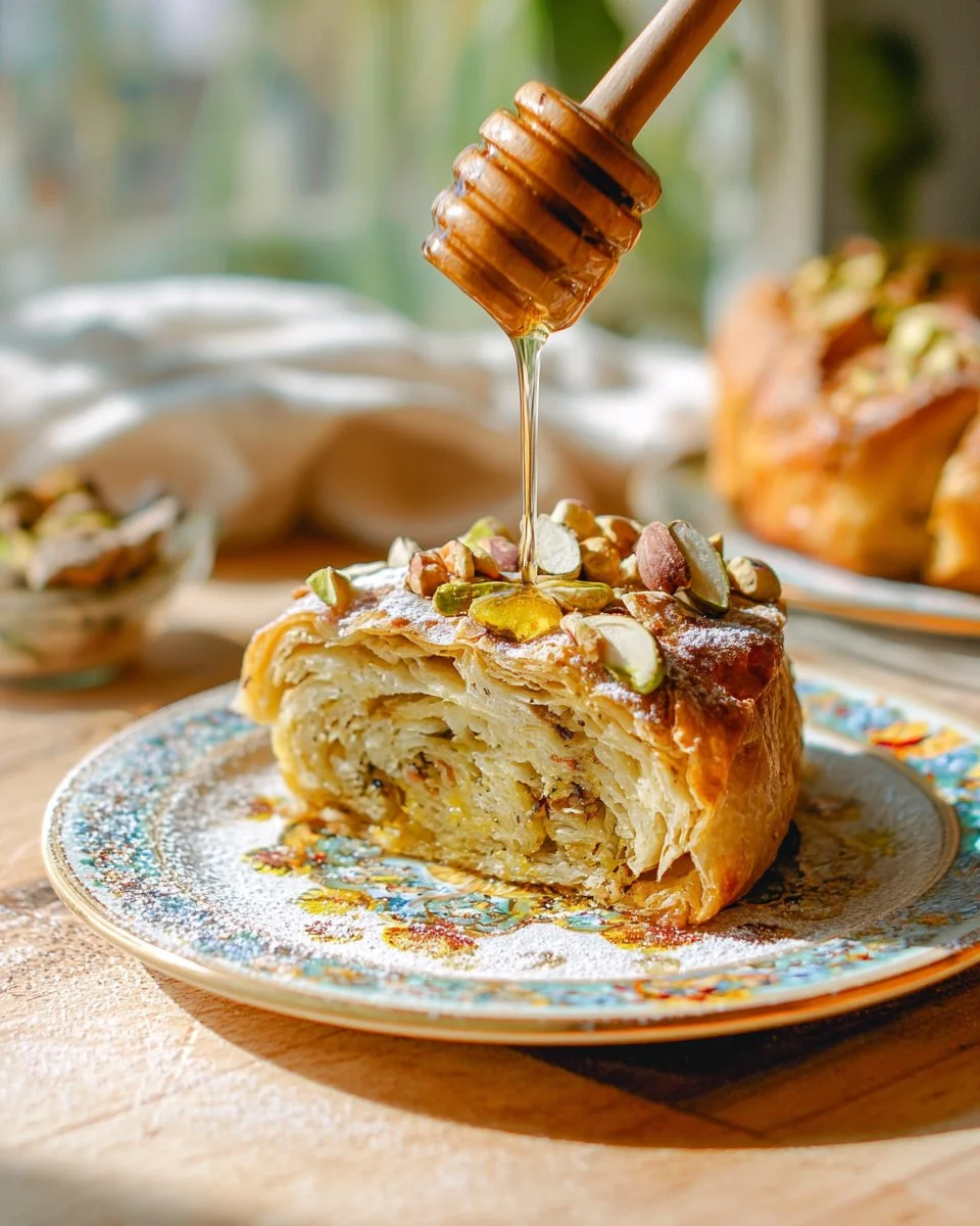 Pastilla au poulet Msemen, plat traditionnel marocain savoureux et croustillant