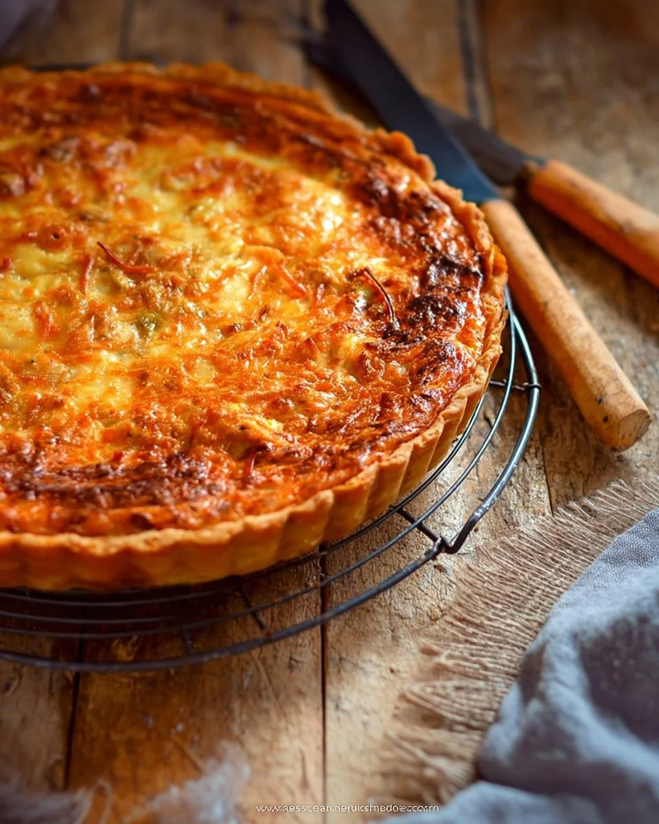 Quiche aux poireaux et saumon fumé, recette savoureuse et facile.